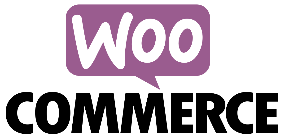 the word commerce with a purple speech bubble that says Woo. a.k.a the woo commerce logo